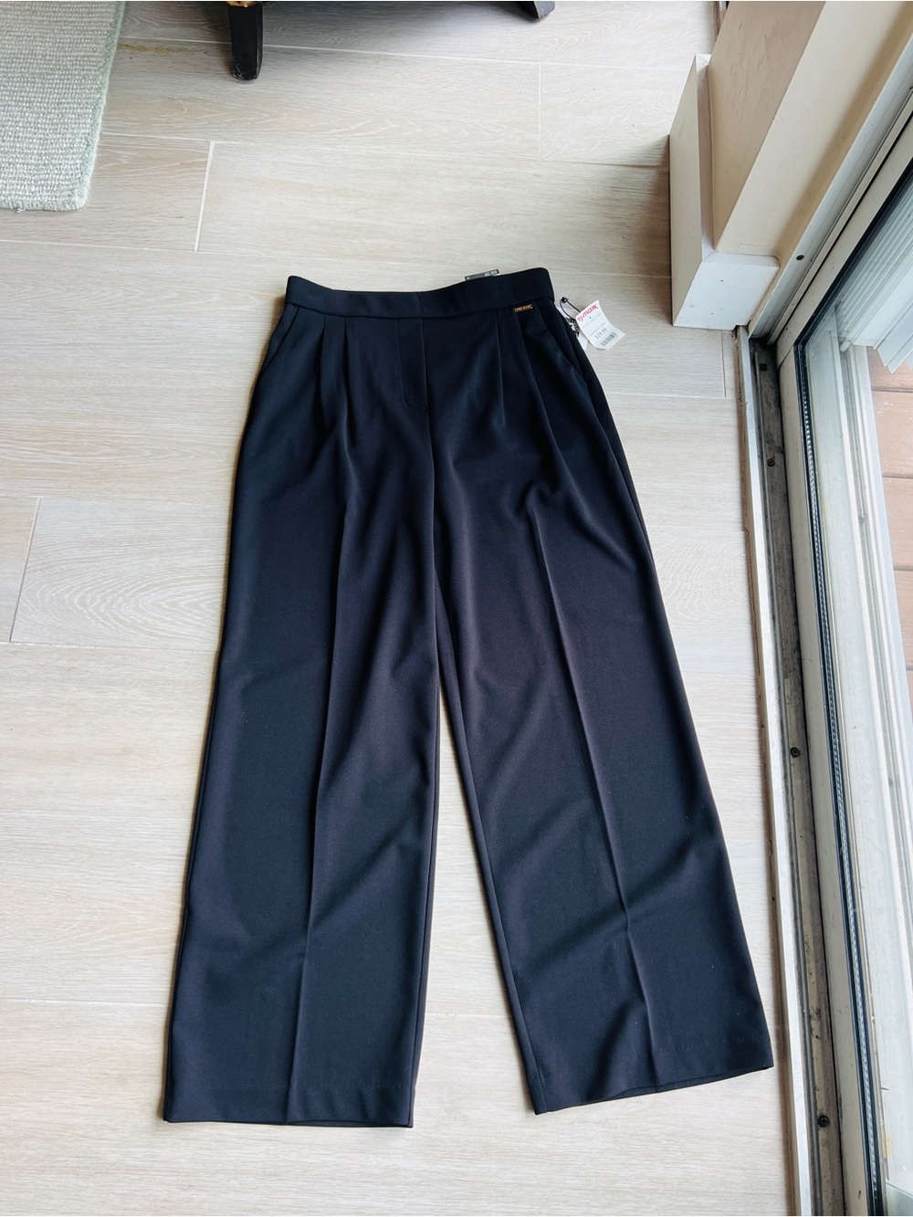 Anne Klein Black High-Rise Wide-Leg Dress Trousers